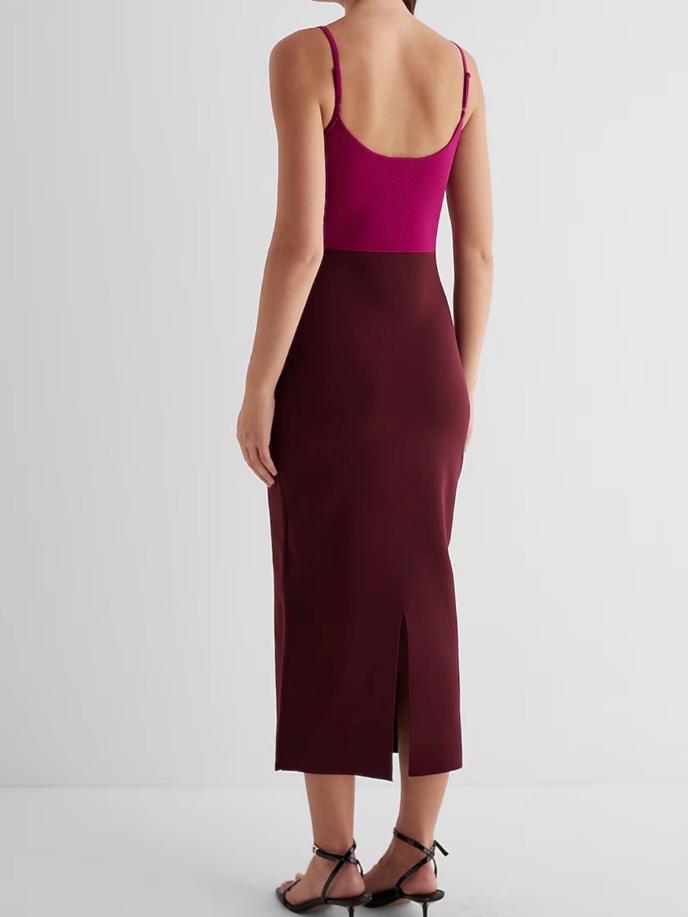 Body Contour Color Block V-Wire Sleeveless Midi Sweater Dress NWT - Picture 3 of 9